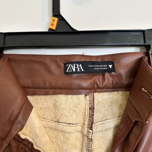 Zara M Faux Brown Leather Pants - Picture 2 of 2